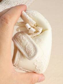 1 Paar Neugeborene Mädchen Einfarbige Stoff Schleife Flache Design Süße Prinzessin Innen-/Außen Vorläufer Schuhe, Geeignet für Frühling/Herbst