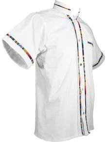 Men's Short Sleeve Mexican Guayabera Shirts Made In Mexico, Multiple Colorshalloween - 白色 - 查看 4