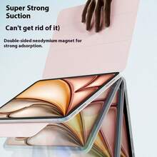 For IPad Pro 13 Inch Case M5 M4 2025 Air 11 M2 10.9 Air 5th 10th 11th Gen A16 2025 M3 Air 13 Powerful Magnetic Attachment Slim Trifold Stand Case Supports Pencil Pro And Pencil - Pink - View 4