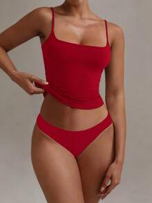 XLLAIS Sexy Backless Women's Camisole Elastic Casual Spaghetti Strap Red Top Christmas
