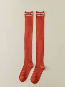 1 Pair Women's Striped Over-The-Knee Socks, Fashionable, Versatile, Long Tube Socks Suitable For Various Occasions