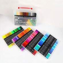120 PCS Dual Markers Brush Pen Fine Double Tip Point Art Marker For Adult Coloring Hand Lettering Writing Planner Journal Note Calligraphy Drawing Art Craft School Supplied