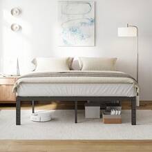 Marco de cama resistente COMASACH, negro, acero, 16 pulgadas de altura, sin ruido, sin somier, 3500 libras, fácil de montar, almacenamiento debajo de la cama - 16 pulgadas - Ver 4