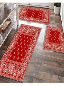 1/2/3 Stücke vintage rote Memory-Schaum weiche Bodenmatte, rutschfester dekorativer Küchenteppich und Badezimmermatte, geeignet für Heim- und Raumdekoration