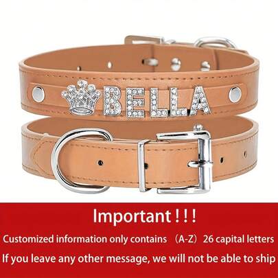Personalized Dog Collar - Custom Name/Text, Faux Leather Pet ID With Heart And, Adjustable Metal, Suitable Small, Medium, Large Dogs - Birthday, Anniversary, Housewarming, Suitable Puppies Or Adult Dogs - Available In Pink And Red