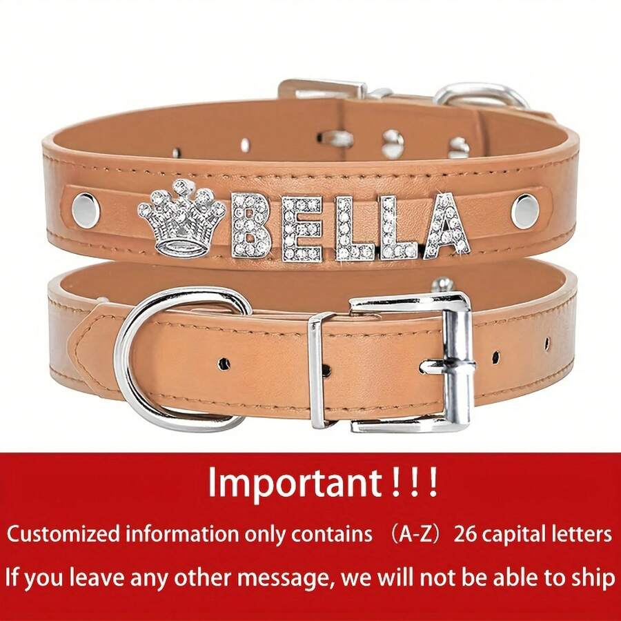 Personalized Dog Collar - Custom Name/Text, Faux Leather Pet ID With Heart And, Adjustable Metal, Suitable Small, Medium, Large Dogs - Birthday, Anniversary, Housewarming, Suitable Puppies Or Adult Dogs - Available In Pink And Red - Hot Pink - View 1