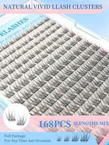 Bộ 168 sợi mi đơn dạng chùm D Curl mới, Bộ nối mi tự làm, Cụm mi hỗn hợp 9-12mm kèm keo dán mi và dụng cụ gắn mi để tự nối mi tại nhà - màu đen - Xem 4