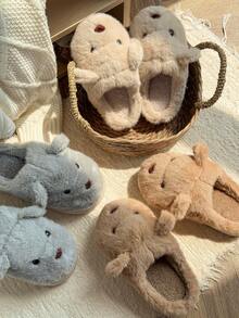 Niebieskie, pluszowe kapcie EVA z motywem misia z kreskówki, słodkie zwierzątka, grube, puszyste, zimowe kapcie do użytku wewnątrz i na zewnątrz