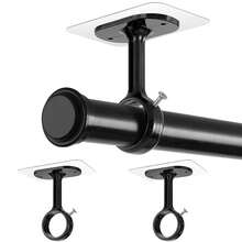 2 件天花板窗帘杆支架，无需钻孔天花板安装窗帘杆支架，重型自粘式窗帘杆固定器，可调节窗帘钩，适合直径 1.2 英寸的杆，适用于衣柜、卧室、浴室、厨房、公寓 - 彩色 - 查看 13