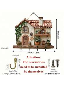 مفتاح منزلي متعدد الوظائف من الخشب المسطح، قطعة واحدة، مع أربعة خطافات معدنية - ديكور معلق على الحائط، ديكور الغرفة، تزيين الفيلا، الديكور المنزلي لفورسيزونز، شقة الأبعاد