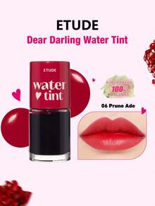 ETUDE Dear Darling Water Tint 06 Prune Ade, Bright Vivid Color Lip Tint With Moisturizing Pomegranate & Grapefruit Extract To Hydrate Your Lips, Korean Makeup, K-Beauty, GIFT, 9g/0.31oz