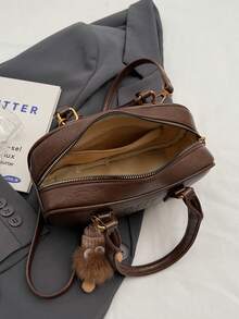 Borsa a tracolla in pelle vintage di colore unito con doppia cinghia, popolare borsa da donna per l'autunno e l'inverno, portafoglio in pelle, ultima moda borse in pelle da donna, perfetta abbinata per i vestiti autunnali da donna