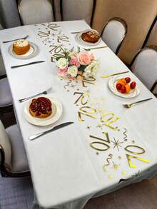 1/2pc 11inch*118/196/393inch Foil Printed Birthday Number Table Runner, Suitable For Festivals, New Year, Christmas, Halloween, Wedding, Birthday Party And Daily Use - Multicolor - View 25
