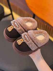 Cartoon Capybara Children's Plush Lined Thick Slippers, Cute Boys/Girls Soft Bottom Comfortable Indoor House Slippers