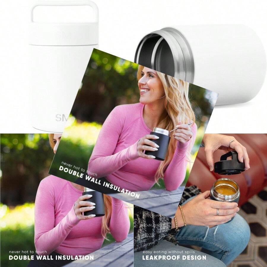 Food Jar For Hot Food Reusable Stainl Steel Vacuum Insulated Leak Proof Lunch Storage For Smoothie Bowl Soup Oatmeal Provision Collection 12oz Winter