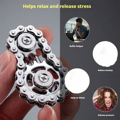 1pc Stress Relief Finger Chain Gear , Multi-Function Finger Gyro Chain, Gear Metal Mechanical Toy, Office Small Gift, Gear Chain Decompression Toy