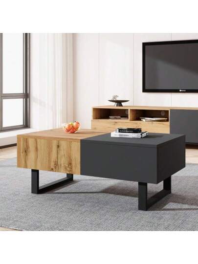 Multifunctional Moderne Sliding Coffee Tafel Hidden Storage, High Quality Wood Metal Bracket, Home Office Easy To Install, 155 55 40 Cm view 2