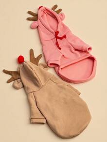 1 件宠物驯鹿变形狗/猫运动衫，羊毛连帽宠物服装，适合小型/中型犬，秋冬，圣诞节，圣诞装饰 - 彩色 - 查看 6