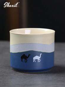 shoxil 1 件骆驼图案陶瓷茶杯盘套装，咖啡杯盘套装，茶杯套装，渐变咖啡杯，80毫升浓缩咖啡杯。适用于下午茶、家庭聚会、卧室、客厅、书房、咖啡厅 - Cup - 查看 17