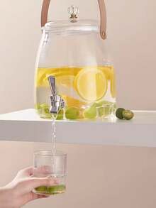 1pc Beverage Dispenser, Drink Dispenser, Cold Water Pitcher, Water Dispenser, Juice Bottle With Tap, Home Beer/Juice/Lemonade Dispenser With Ice Cubes [No Stand]