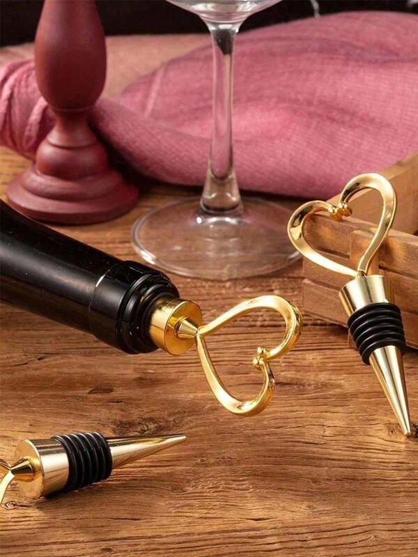 1/3 piezas Tapón de vino con forma de corazón, tapón de botella de vino de acero inoxidable para regalo de boda de la novia, recuerdo de boda, mantiene el vino fresco, adecuado para fiesta de vacaciones, decoración de botellas, decoración del hogar, regalo del Día de San Valentín, accesorios para tazas, regalo para amigos y familiares