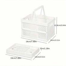 4-Piece Colorful Plastic Storage Basket With Handle Foldable Desk Organizer Box Multi-Purpose Container For Bedroom Office Kitchen Home Organization Stackable Portable Basket Rack Space Saving Solution - Multicolor - View 8