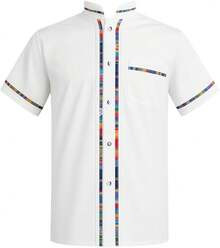 Men's Short Sleeve Mexican Guayabera Shirts Made In Mexico, Multiple Colorshalloween - 白色 - 查看 6
