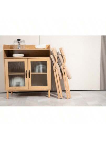 HOMEFUN Folding Chairs Cushion, Wooden Padded Pack, Portable Assembled Dining Stoel Guests Kitchen Office Wedding Kaki view 5