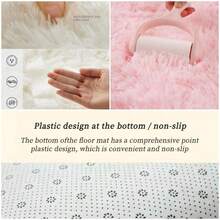 1 件加厚圆形地毯，适用于卧室，现代蓬松圆形地毯，适用于客厅，柔软防滑圆形地毯，门垫，客厅和卧室地板 - 粉色 - 查看 7