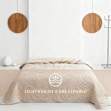 King Size Quilt Set Coin And Leaf Quilt Cover Set 2/3pcs (1 Quilt Cover + 1/2 Pillowcase), Leaf Branch Pattern Design, Simple Green And Fresh, Four Seasons Bedroom Bedding Quilt Cover Set, Home Decoration - 卡其色 - 查看 5