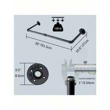 Perchero De Pared Estante De Metal Para Ropa Multiusos,Perchero de Pared para colgar Ropa, Percha Industrial, Ahorro de Espacio,  Fácil Montaje, para Espacios Reducidos, - Negro - Ver 7