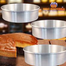 JUEGO DE 3 MOLDES REDONDOS DE ALUMINIO DE 20, 22 Y 24 CM DE DIAMETRO PARA HORNEAR PAN. - Plateado - Ver 2