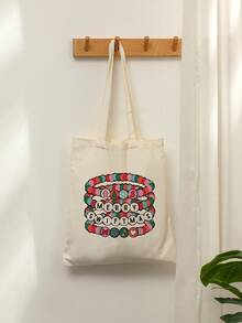 1 Pc Christmas Bracelet Pattern Tote Bag Shoulder Bag For Travel Daily Commute Women's Shopping Bag, Best Gift For Her,  Folding Shoulder Bag Summer Beach Holiday Bag, Travel Gift For Man Woman