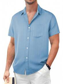 Mens Casual Button Down Shirts Short Sleeve Summer Cuban Wedding Shirt Hawaiian Vacation Beach Shirtshalloween - 紫色 - 查看 5