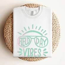 180g pure Cotton Field Day Vibes Shirt, Field Day 2025 Sunglasses Tshirt, End of School Year Gift For Teacher, Last Day of School Tee, Field Trip Tshirt Print Round Neck Short Sleeve Unisex streetwear Summer Breathable Slightly Women Top Graphic Tees women graphic - Blanco - Ver 4
