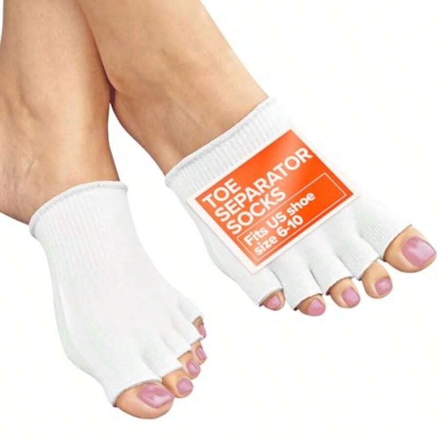 Gel Toe Separator Socks For Women Pain Relief Comfortable For Bedtime Gel Toe Separators For Women Pedicure And Moisturizing Fits US Sizes 610 Soft Cotton LongLasting Design0928 - 如圖 - 查看 1