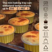 CHIPRISE 100-Piece Set (50 Cups + 50 Lids) Mini Cheesecake Containers With Lids, Paper Cupcake Liners, Disposable Aluminum Foil Cream Pudding Pots, Mini Pie Pans With Lids - Ideal For Puddings, Custards, Mini Cakes, And Other Desserts. Perfect For Parties, Weddings, Outdoor Events, And Holidays Like Christmas And Halloween. - 金色 - 查看 2