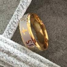 High Quality Big Size 8mm 316 Titanium Steel 18K Silver Color Gold Black Jesus Cross Letter Bible Wedding Ring - Cỡ 9 của Mỹ - Xem 7