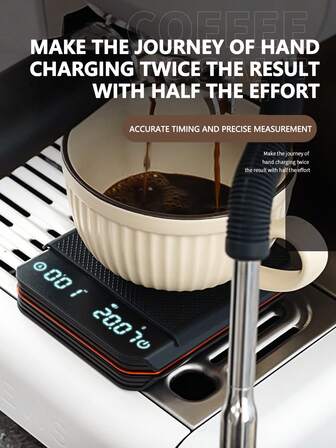 Báscula digital electrónica de precisión para cocina - Báscula profesional para café - Báscula electrónica digital de precisión de 2 kg/0,1 g - Fácil de guardar con asa colgante - Botones de control táctil - Con temporizador - Función de tara con un solo clic - Batería de larga duración de 350 mAh - Material ABS resistente - Disponible en 3 unidades: g/oz/ml - Adecuada para preparación de café, cocina, pérdida de peso y otros escenarios