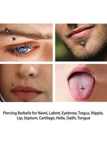 46pcs Body Piercing Kit, 316L Stainless Steel Multi-Purpose Piercing Jewelry & Tools, Suitable For Nose, Tongue, Lip, Ear, Eyebrow, Navel, Cartilage, Tragus, Helix, Conch Piercing, Holiday Gift, Professional Piercing Set, Silver/Gold - Multicolor - View 10