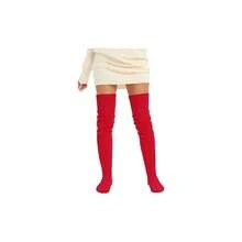 Women's Knit Thigh High Socks Leg Warmers Long Over Knee High Boot Stockings - Red - View 1