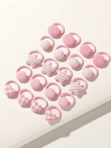 20 pezzi Elastici per capelli con stampa a cuori rosa e plaid, accessori per capelli da principessa o stile kawaii, lacci per capelli versatili che non danneggiano i capelli