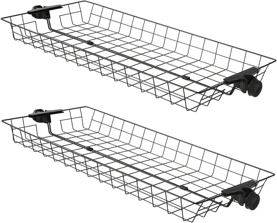 SoBuy FRG34 Shelving System With 3 Clothes Rails And 3 Baskets Telescopic Wardrobe System Adjustable Organization System Light Gray - FRG34-P02 - 查看 1