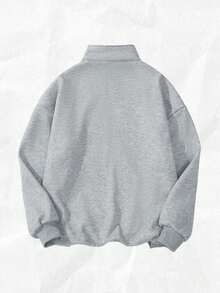 Women's Autumn/Winter New All-Match American Style Horse Logo Print Casual Half-Turtleneck Zipper Sweatshirt, Fashion & Versatile - Grey - View 4