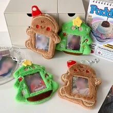 1pc Christmas Tree Plush Card Holder, Christmas Gingerbread Man Plush Card Holder, 3-Inch Small Card Display Card Holder, K-Pop Idol Small Card Display Card Holder Pendant, Id Card Student Card Work Card Holder, Christmas Gift, Cute Christmas Plush Pendant Keychain - Multicolor - View 3