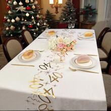 1/2pc 11inch*118/196/393inch Foil Printed Birthday Number Table Runner, Suitable For Festivals, New Year, Christmas, Halloween, Wedding, Birthday Party And Daily Use - Multicolor - View 47