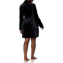 Women's MidLength Plush Robe Available In Plus Size Black 3X