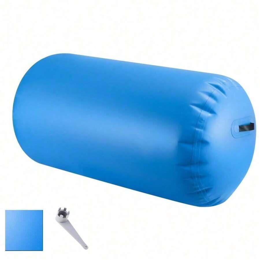 Trintion Inflatable Gymnastics Air Roller Barrel 100cm Tumbling Mat Professional Backbend Trainer For Yoga/Backflip Training Home Gym Use High-Weight Capacity - Blue - View 1