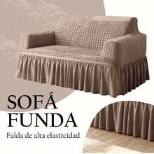 3 Piezas Funda para Sofá con Volante Elástica para Sofá de 1/2/3 Plazas Antideslizante y Lavable Protector Resistente al Desgaste y Antipolvo Decoración del Hogar Forros para Sillones - Capuchino - Ver 6