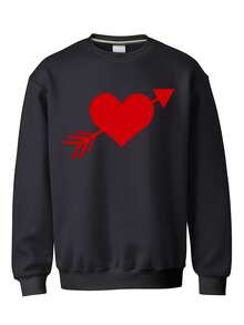 Valentine'S Day Gift To Send Love To Embrace Interesting Patterns Men'S New Sweater Printed Pattern Round Neck Sweater Fashion Classic Leisure Sweater, Autumn And Winter Sweater Tops, Conventional Men'S General, Micro-Elastic. - 黑色 - 查看 2